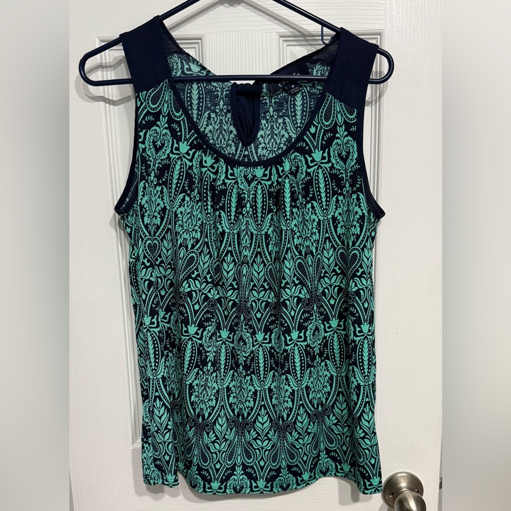 Teal and Black Patterned Women's Top